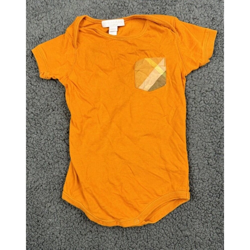 Burberry Baby 12m Unisex Top Bodysuit One-piece Orange Nova Check Pocket 12 M
